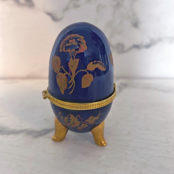Vintage Indigo Collectible egg trinket box jewellery box - Picture 4 of 10